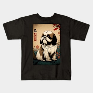 Super Cute Shih Tzu Portrait - Japanese style Kids T-Shirt